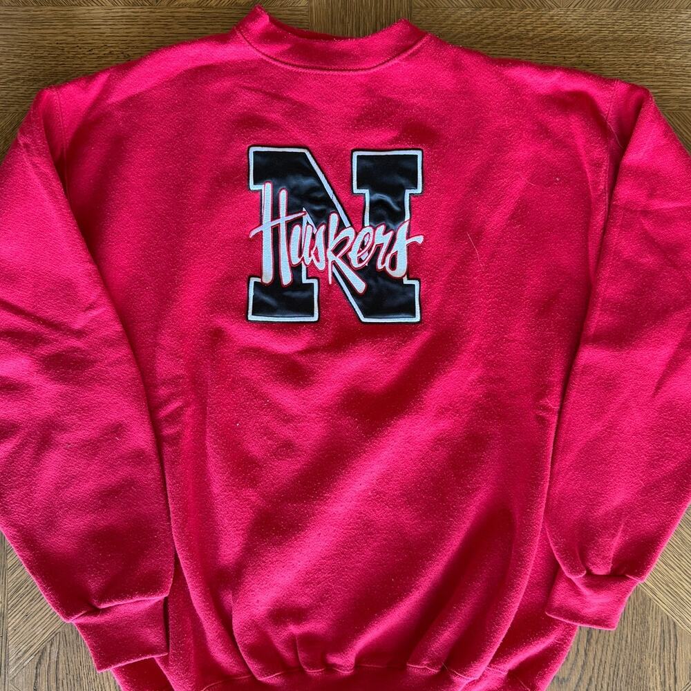 Vtg Galt Sand Nebraska Huskers Crewneck Sweatshirt Red L